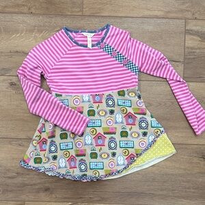 Matilda Jane Pink Striped Knit Top with Polka Trim